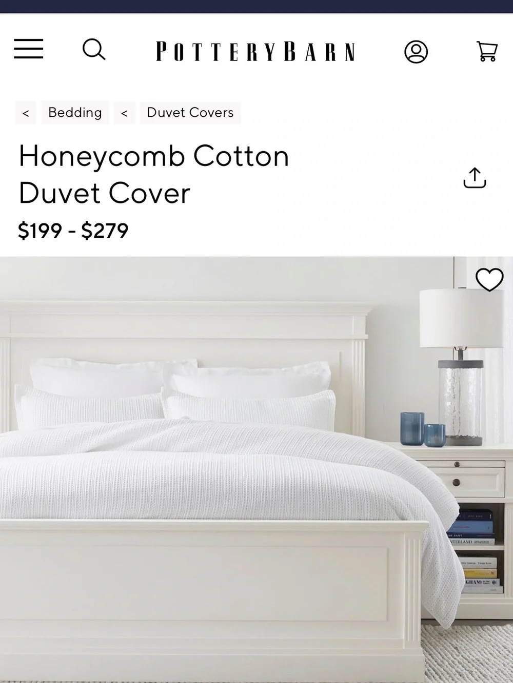 Pottery Barn White King Honeycomb Cotton Duvet Cover